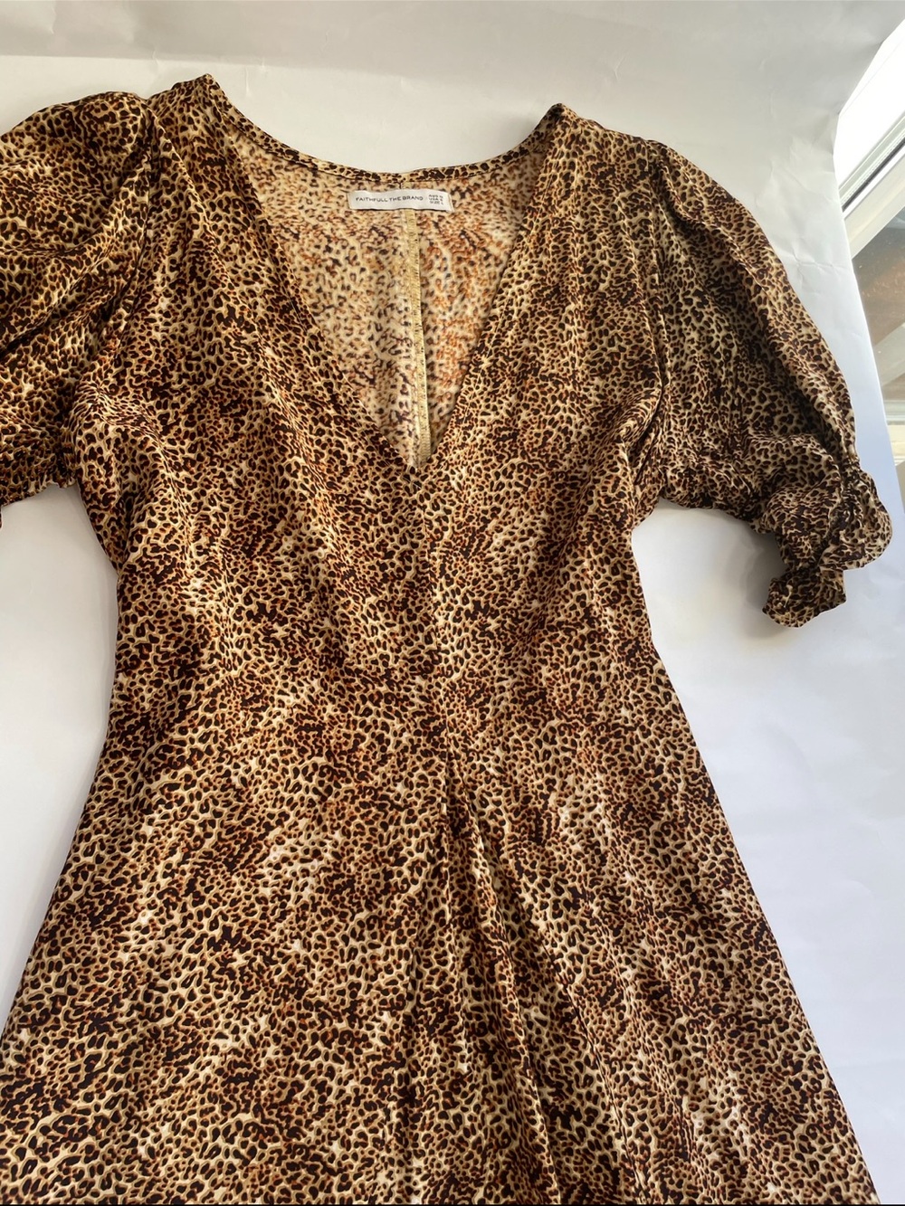 Anthropologie Leopard Print Midi Dress in Brown and Tan